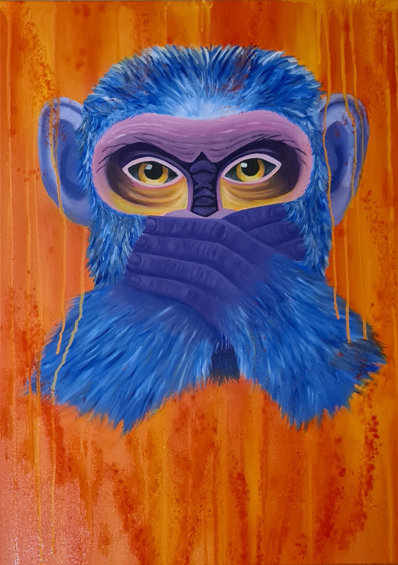 Unbothered Monkeys, part 1-3 (1 of 3) - Oil on canvas by Sedef Ünlü