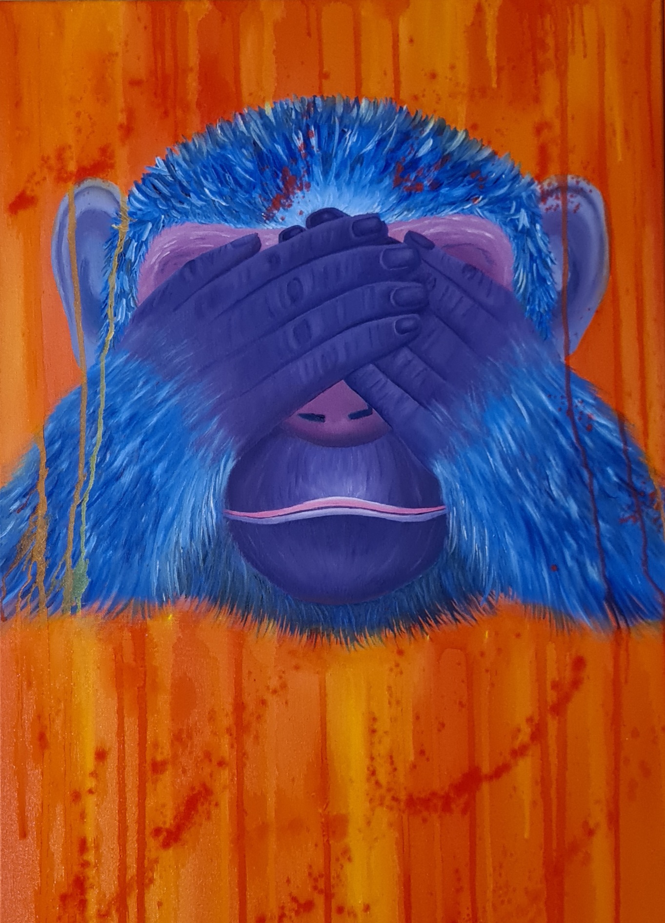 Unbothered Monkeys, part 1-3 (3 of 3) - Oil on canvas by Sedef Ünlü